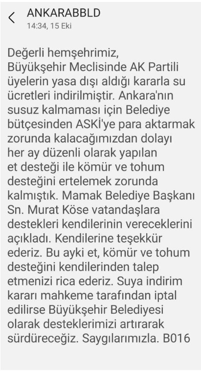 Yavaş'ın su faturasını bahane ederek sırtını döndüğü vatandaşa AK Parti'li belediyeler sahip çıktı!